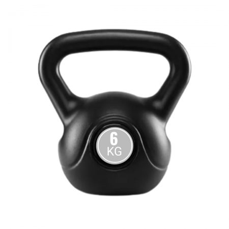 PVC Plastic Coated Kettlebell All Black 6KG - Click Image to Close